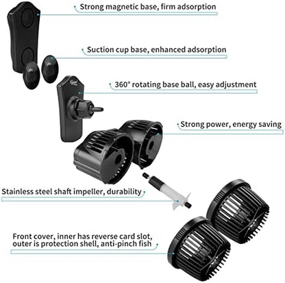 Hygger water circulator pump illustrating the horizontal wide angle water flow distribution.