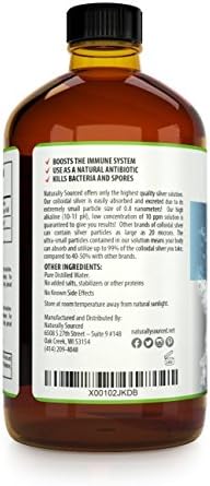Naturally Sourced Silver H2O immune support liquid supplement bottle showing premium dark protective amber glass.