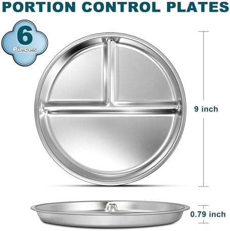 Ewfen nine inch stainless steel portion control plates stack