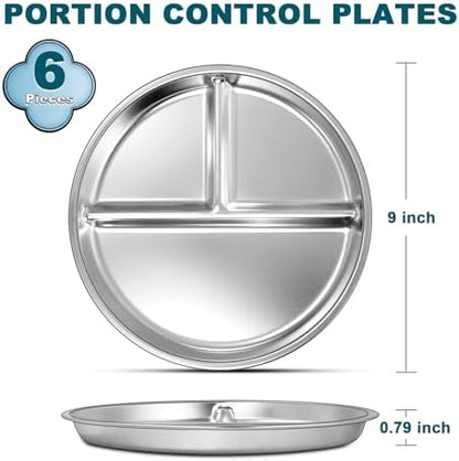 Ewfen nine inch stainless steel portion control plates stack