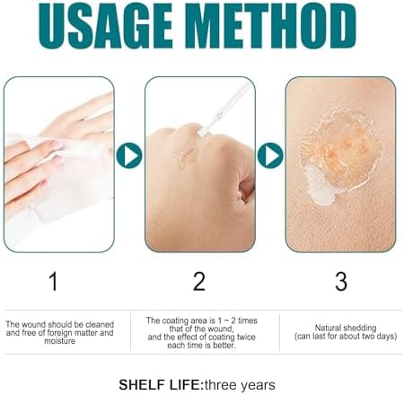 Transparent liquid dressing for skin showing the flexible film texture on a hand scrape.