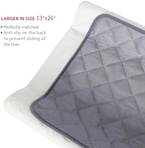 Folded stack of three grey changing pad liners in 3 pack