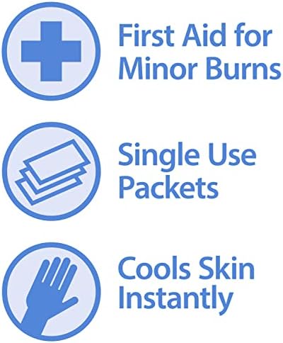 Individual 0.9 gram Globe burn gel packets showing active ingredient Lidocaine.