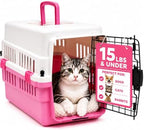 Freepet portable plastic dog crate showing wire door spring lock mechanism