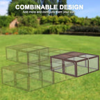 Portable Chicken Coop Run, Rabbit Hutch with Top & Side Opening Doors, Folding Wooden Rabbit Cage for Guinea Pigs, Bunny, Rabbit, Hedgehog, Small Animal Outdoor (Brown) - Image 7