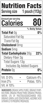 Nutritional label of Happy Baby digestive support organic baby food