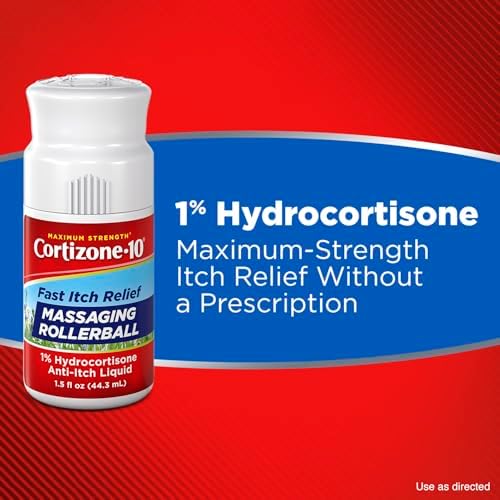 Cortizone 10 anti-itch rollerball bottle being used for mosquito bite relief.