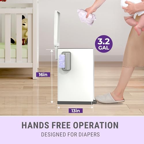 Sliq 3.2 gallon diaper pail with foot pedal open