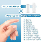 Two sizes of transparent gel finger protectors displayed side by side.