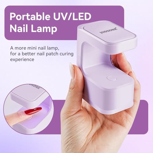 Handheld purple gel polish curing light showcasing the built-in timer button