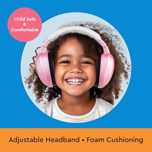 Child wearing Lucid Audio noise reduction earmuffs for travel