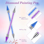 Tatuo blue and purple crystal filled nail art pens