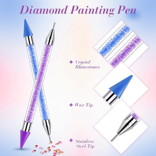 Tatuo blue and purple crystal filled nail art pens