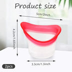 Pair of pink and transparent eye cleaning cups with storage case.