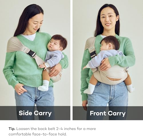 Side view of Konny baby carrier with adjustable safety wraps