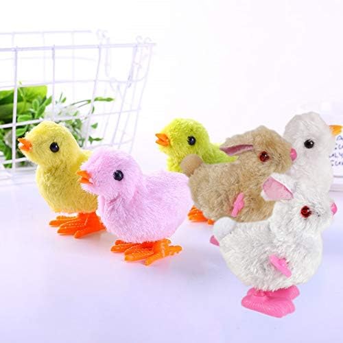 Premium quality clockwork mechanical moving chick toy showing soft tactile fluff texture