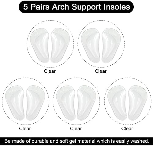 Five pairs of Dr. Foot arch support inserts displayed for multi-shoe usage.
