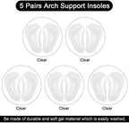Five pairs of Dr. Foot arch support inserts displayed for multi-shoe usage.