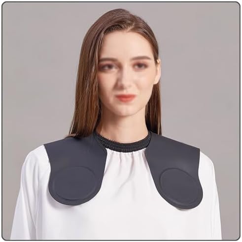Complete set view of black hair cutting cape with styling clips