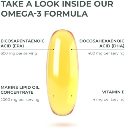 Close-up view of golden omega 3 softgel capsules in a clear arrangement