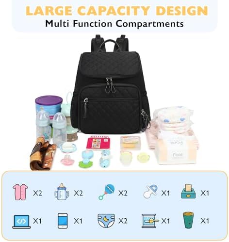 LORADI changing bag backpack displaying open main storage compartment