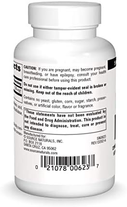 Source Naturals DMAE 351 mg tablets bottle side view packaging