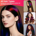 Girl using temporary hair chalk pens for colorful hairstyle