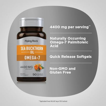 Side view of Piping Rock Sea Buckthorn softgels bottle