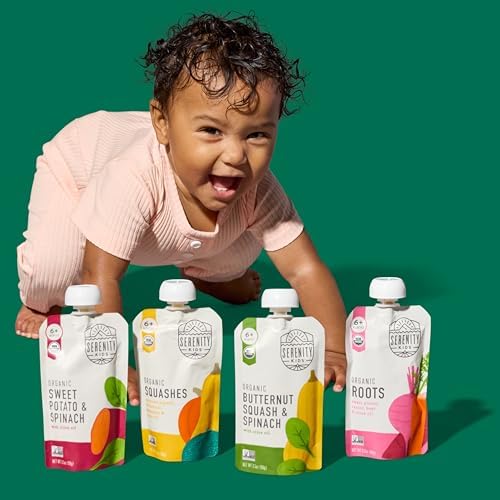 Back view of Serenity Kids organic baby food pouch showing nutrition