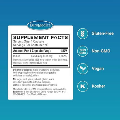 Clinical grade EuroMedica Tri-Iodine dietary supplement bottle