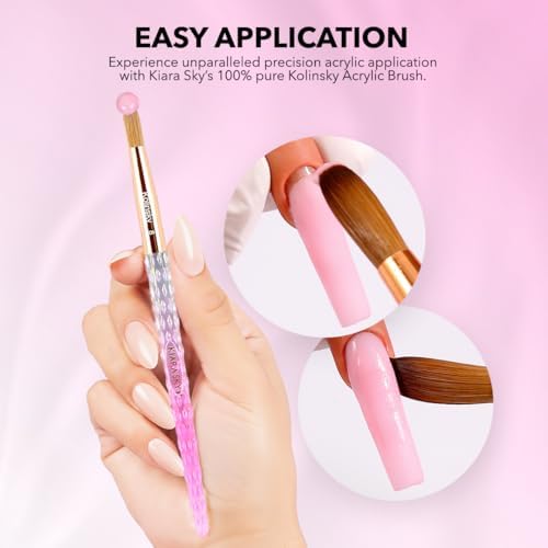 Professional nail technician using Kiara Sky Kolinsky acrylic brush