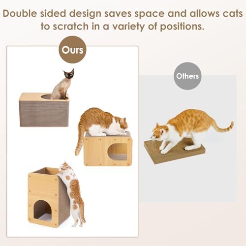 EHEYCIGA Medium Brown Cat House showing a kitten resting on the top lounge