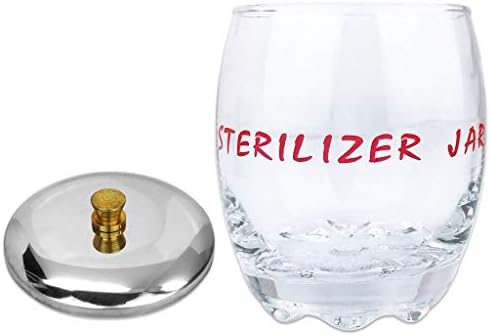 Top view of Beauticom sterilizer jar showing metal knob and lid