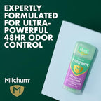 Back packaging label of Mitchum triple odor defense alcohol free gel stick