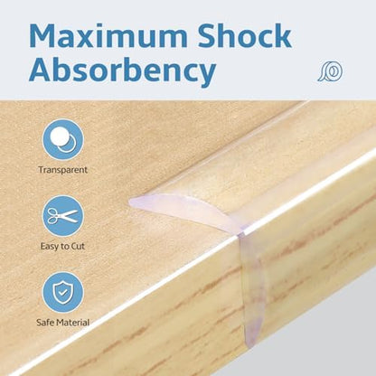 Clear silicone edge guard installed on a wooden table edge