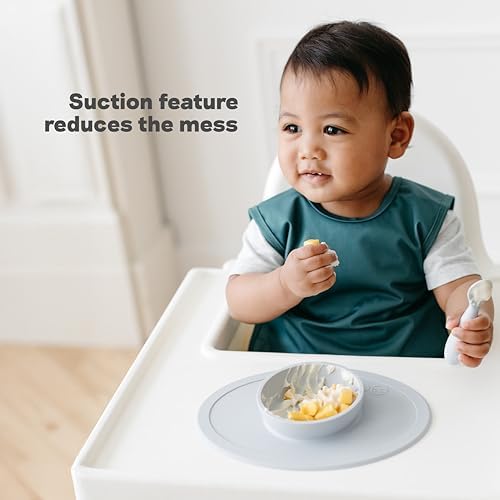 Top down angle of the 148 milliliter Ezpz food grade silicone bowl for infants