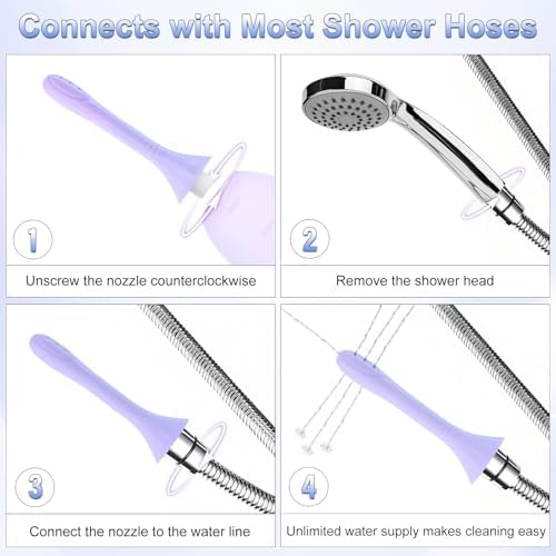 Dhgate enema bulb connected to a standard shower hose for continuous water flow.