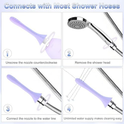 Dhgate enema bulb connected to a standard shower hose for continuous water flow.