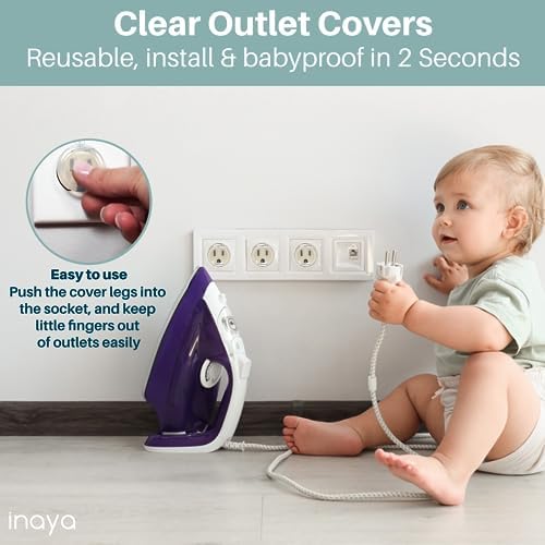 Detailed product packaging for Inaya 40 piece baby safety set for home use.