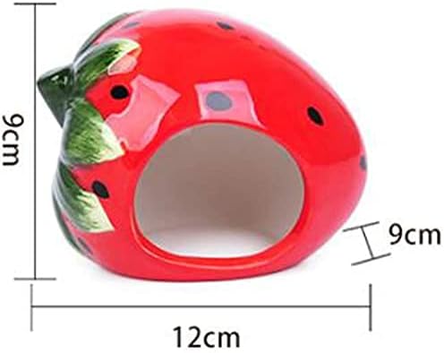 Cool Hamster House Hideout Suitable for Hamsters Less Than 4 inches 10 cm in Length Ceramics Strawberry Shape Bed Cute Small Animal Pet Squirrel Hedgehog Chinchilla Nest Hamster Cage Accessories - Image 2