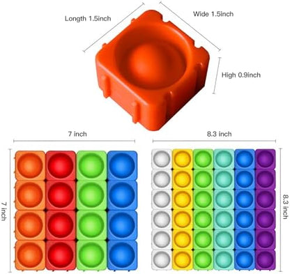 Close up view of the vibrant silicone sensory blocks being connected to form a multi colored animal shape.
