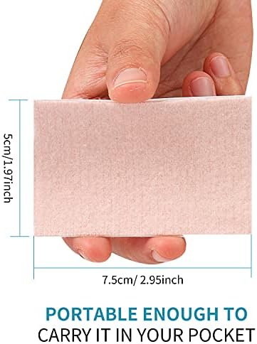 Soft flannel moleskin sheets showing the precut 7 by 5 centimeter dimensions.