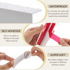 White rubber corner guard showing self-adhesive backing