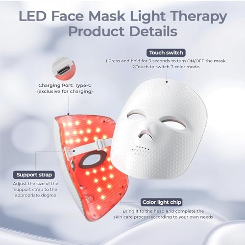 Side view of the lightweight ONLUKY cordless light therapy mask illustrating the ergonomic facial contour wrap.