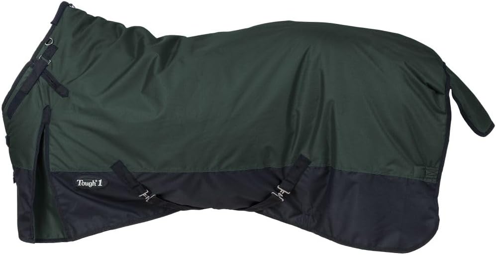 Tough1 horse blanket side profile highlighting the adjustable Snuggit neck design.
