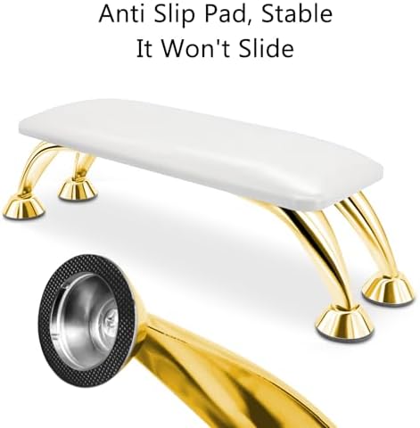 Close up of gold stainless steel legs on nail pillow
