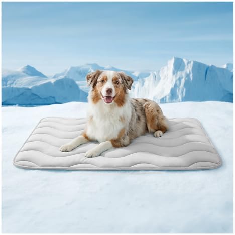 Furrybaby large pet crate mat laid flat inside a metal dog kennel for summer comfort