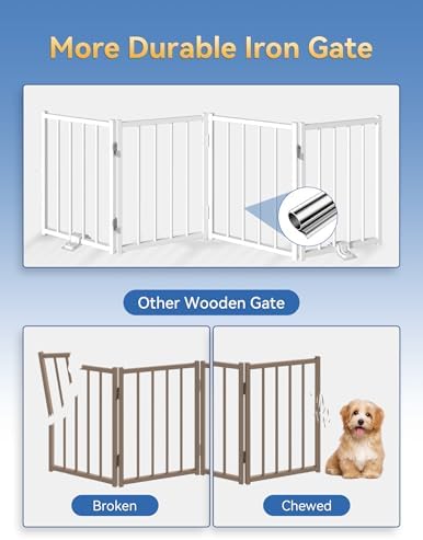 Foldable pet barrier for small dogs expanding across stairs
