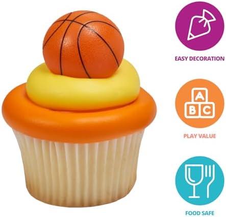 24 pack set of basketball themed cake toppers for parties