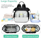 Loradi diaper backpack wide open top showing interior storage compartments